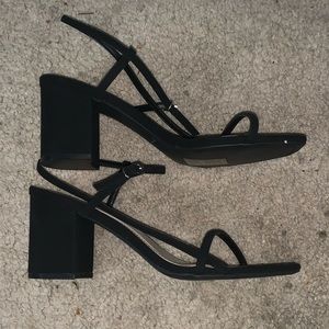 Square open toe sandals with 2” heel